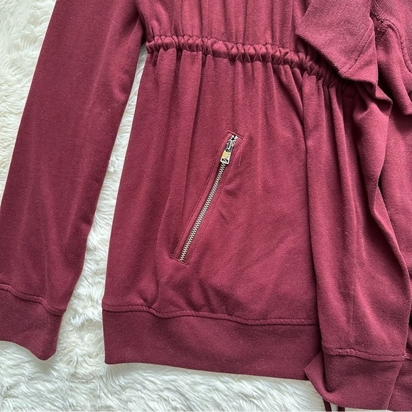 All Saints Jacket Gina Drape Open Front Long Sleeve Burgundy Oxblood Red 8 - Picture 6 of 12